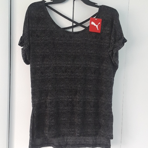 Puma Tops - T-shirt by Puma/ Cross back short sleeves burnout colour black grey